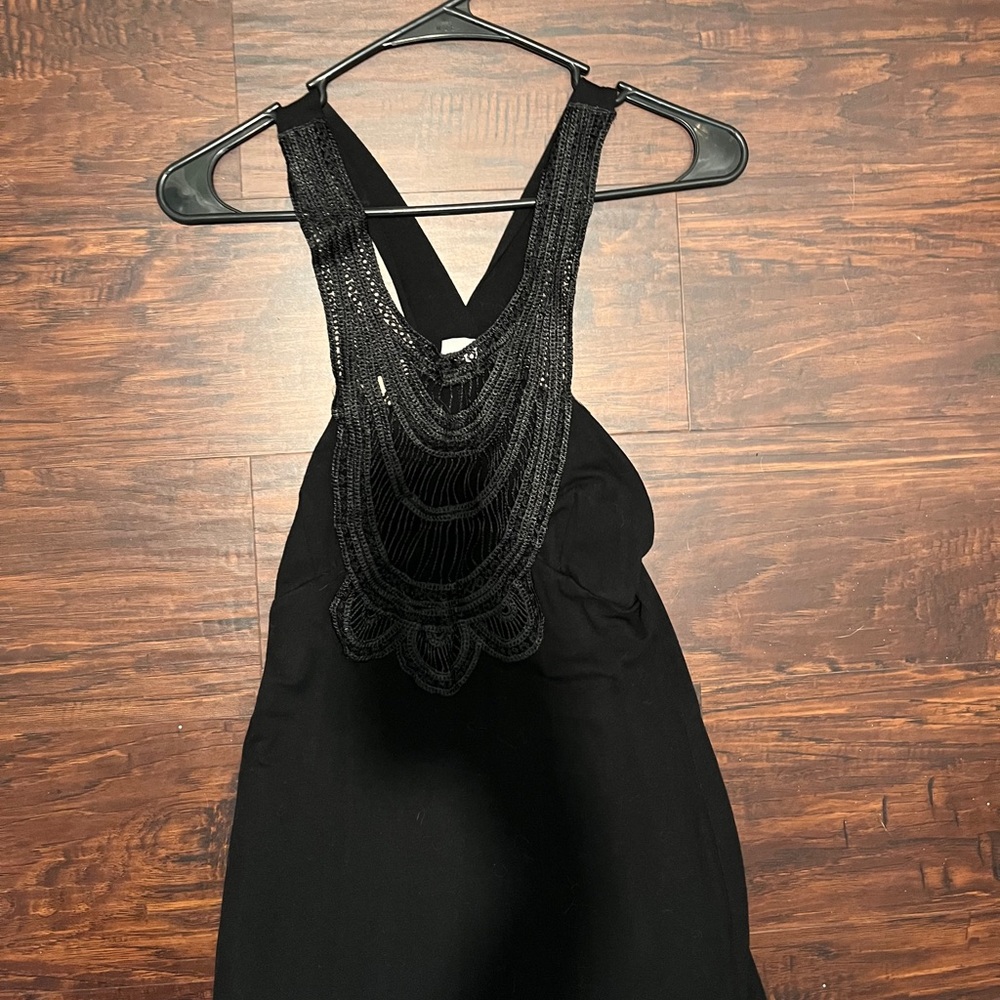 Venus Black Maxi Dress Patterned Chest/Neck